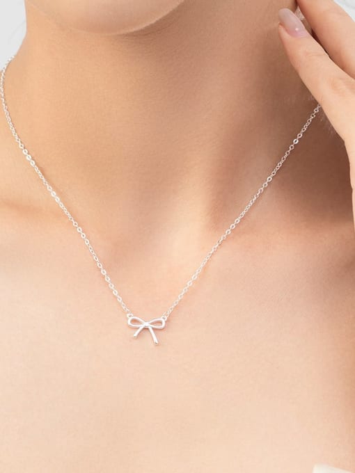 MODN 925 Sterling Silver Bowknot Minimalist Necklace 1
