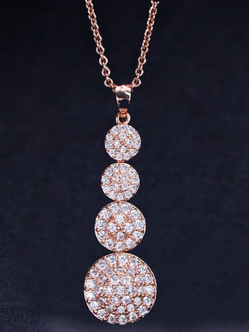 L.WIN Brass Cubic Zirconia Round Luxury Pendant Necklace 2