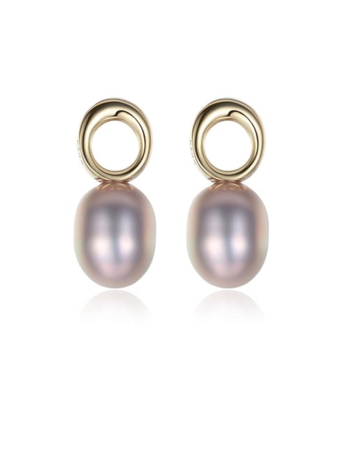 CCUI 925 Sterling Silver Freshwater Pearl Hollow Round  Minimalist Drop Earring 0