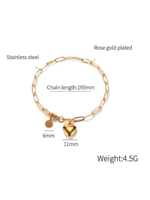 Open Sky Titanium Steel Heart Minimalist Link Bracelet 3