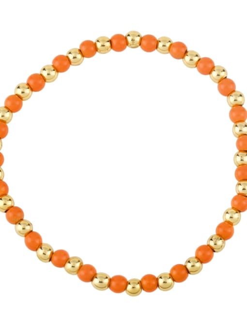 orange Brass Round Bead Hip Hop Beaded Bracelet