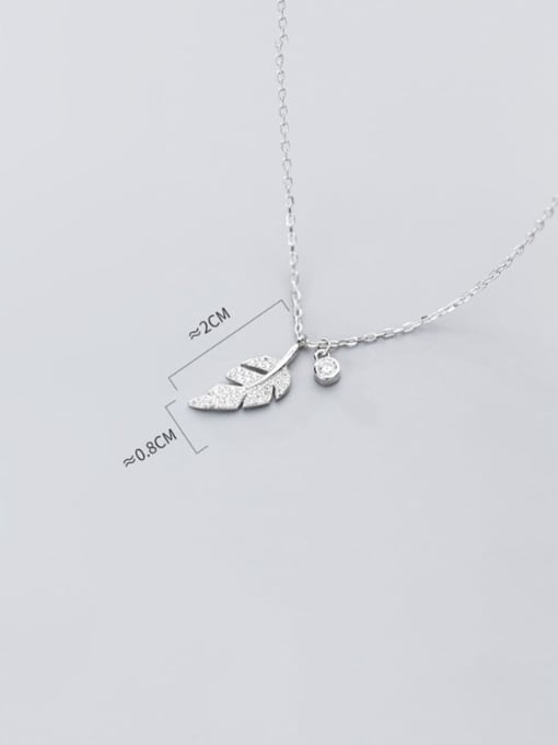 Rosh 925 sterling silver simple fashion Diamond Leaf  Pendant necklace 1
