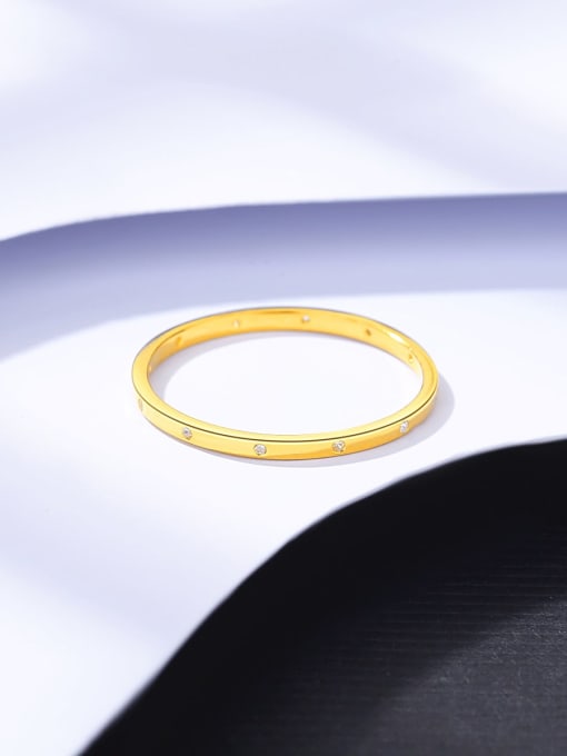 14K Gold 925 Sterling Silver Rhinestone Geometric Minimalist Band Ring