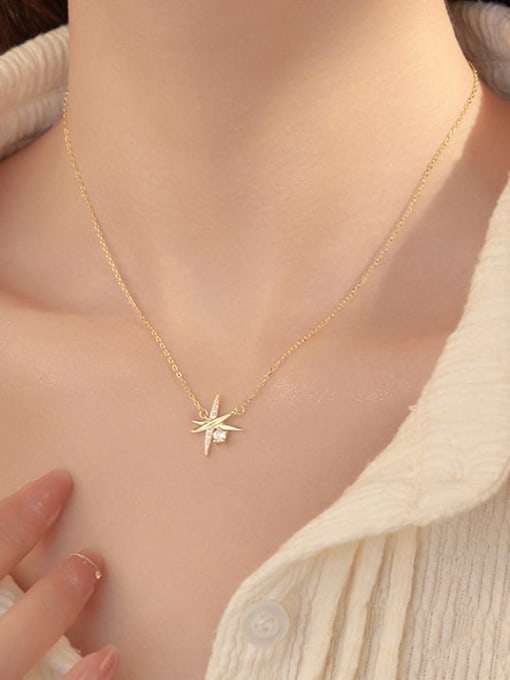 BeiFei Minimalism Silver 925 Sterling Silver Cubic Zirconia Star Dainty Necklace 1