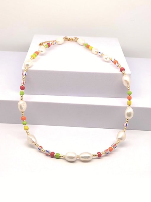 MMBEADS Freshwater Pearl Multi Color Glass beads  Bohemia Necklace 0