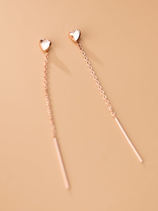 Rosh 925 Sterling Silver With  Minimalist Smooth  Heart Threader Earrings 1