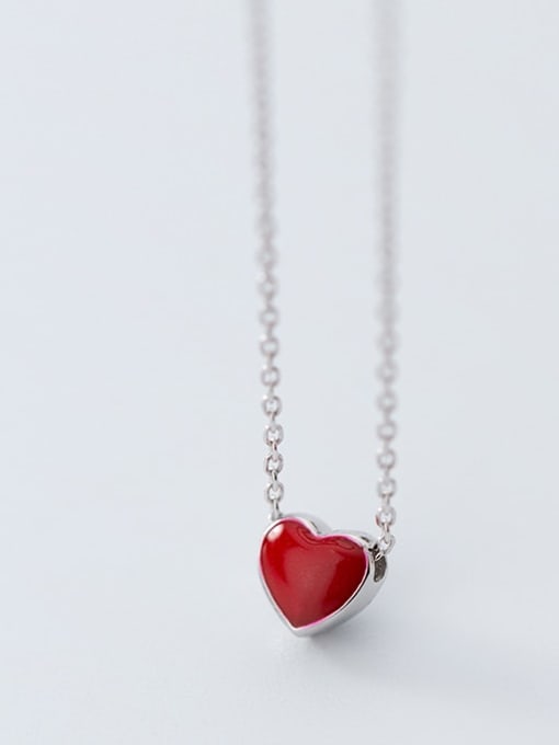 Rosh 925 Sterling Silver Multi Color Enamel Heart Minimalist Necklace 1