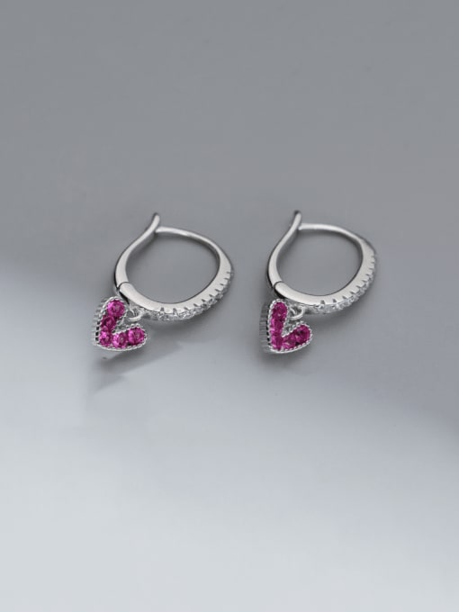 Rosh 925 Sterling Silver Cubic Zirconia Heart Dainty Huggie Earring 2