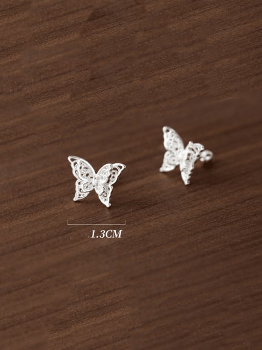 Rosh 925 Sterling Silver Hollow Butterfly Cute Stud Earring 2