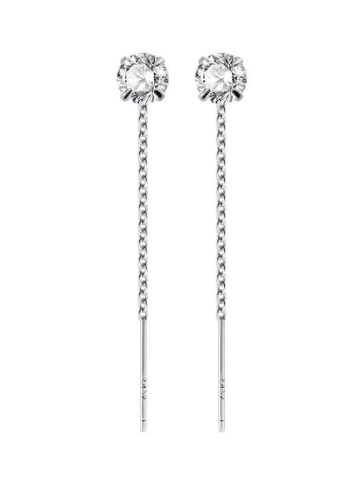 Rosh 925 Sterling Silver Rhinestone Tassel Minimalist Threader Earring 3