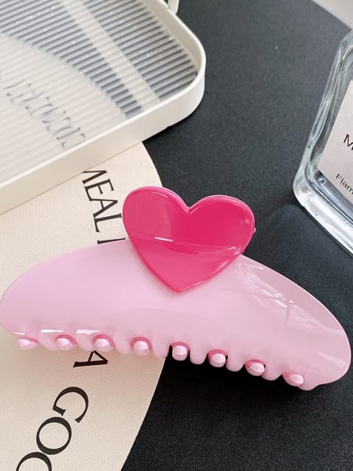 Pink 13cm Alloy Resin  Enamel Trend Heart  Multi Color Jaw Hair Claw