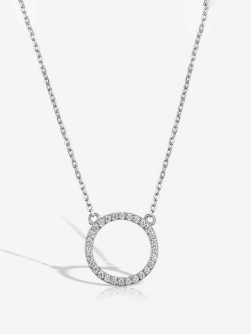 Circle Necklace 37cm+5cm 925 Sterling Silver Cubic Zirconia Minimalist Geometric  Earring Bracelet and Necklace Set