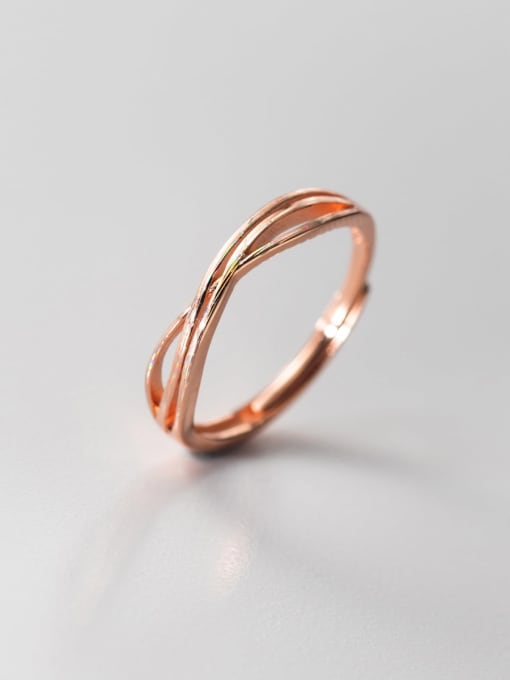Rose Gold 925 Sterling Silver Geometric Minimalist Stackable Ring