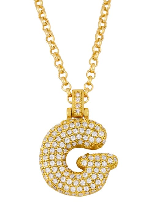 G Brass Cubic Zirconia Letter Ethnic Necklace