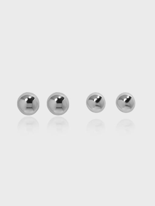 DAKA 925 Sterling Silver Bead Round Minimalist Stud Earring 0