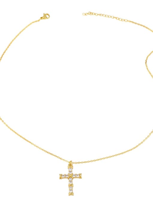CC Brass Cubic Zirconia Cross Minimalist Necklace 3