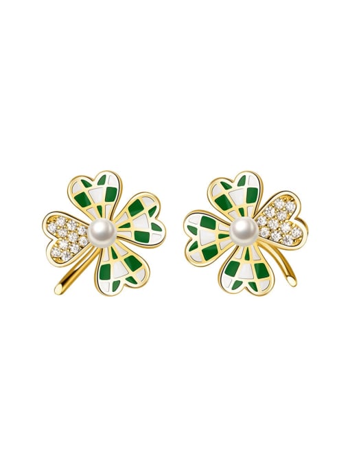 Rosh 925 Sterling Silver Enamel Flower Minimalist Stud Earring 0