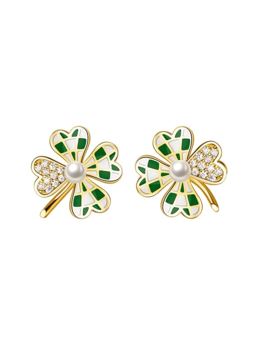 Rosh 925 Sterling Silver Enamel Flower Minimalist Stud Earring 0