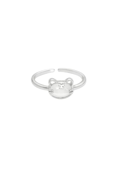 BeiFei Minimalism Silver 925 Sterling Silver Cats Eye Cat Cute Band Ring 0