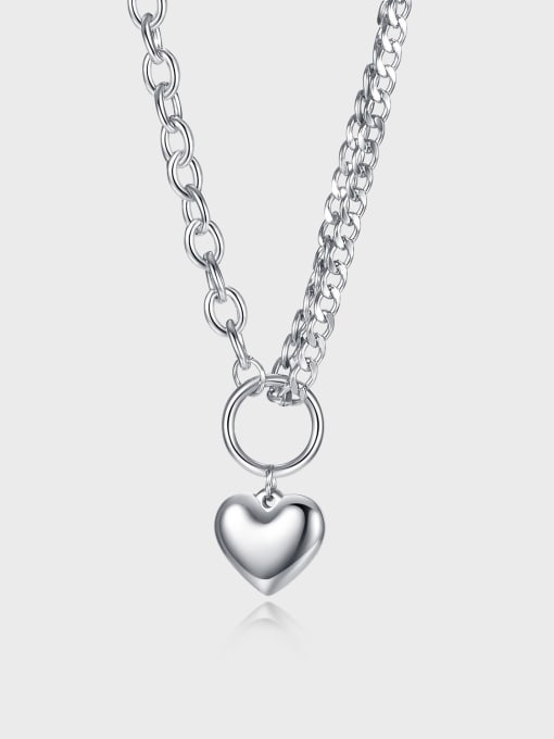 Open Sky Titanium Steel Heart Hip Hop Hollow Chain Necklace