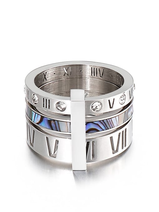 Steel, KR92483 K Titanium Steel Cubic Zirconia Letter Band roman Ring