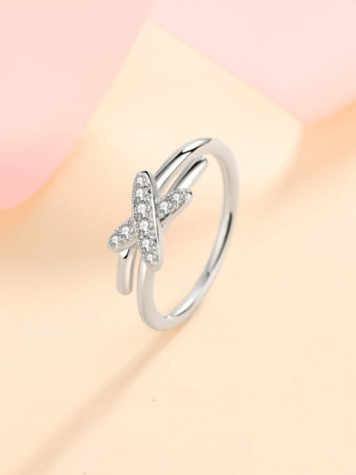 MOISS 925 Sterling Silver Moissanite Cross Dainty Stackable Ring