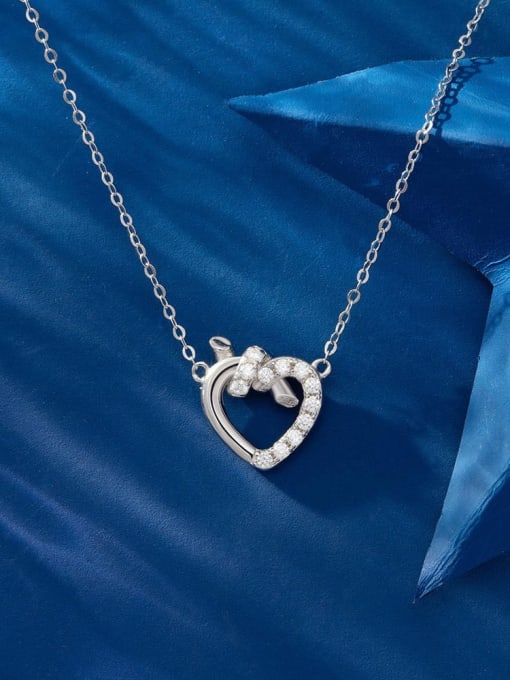 RINNTIN 925 Sterling Silver Cubic Zirconia Heart Dainty Necklace