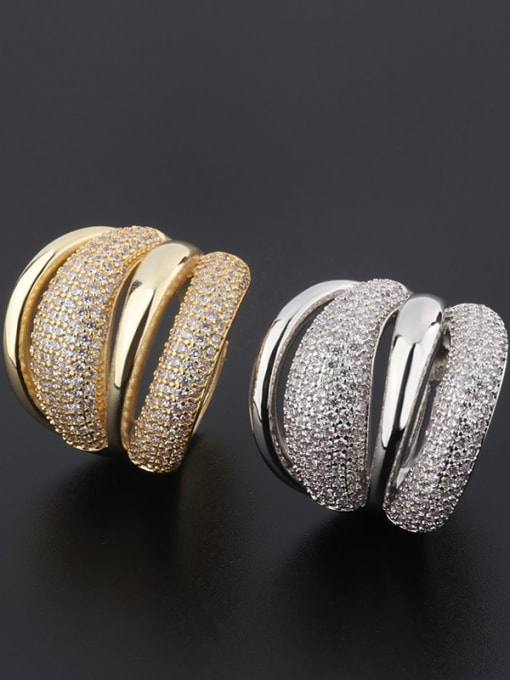 ROSS Brass Cubic Zirconia Geometric Luxury Statement Ring 3