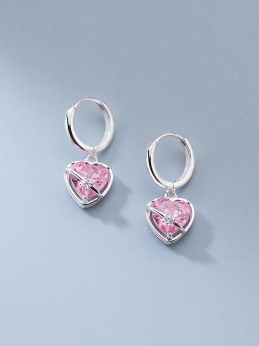 Rosh 925 Sterling Silver Cubic Zirconia Heart Dainty Huggie Earring 0