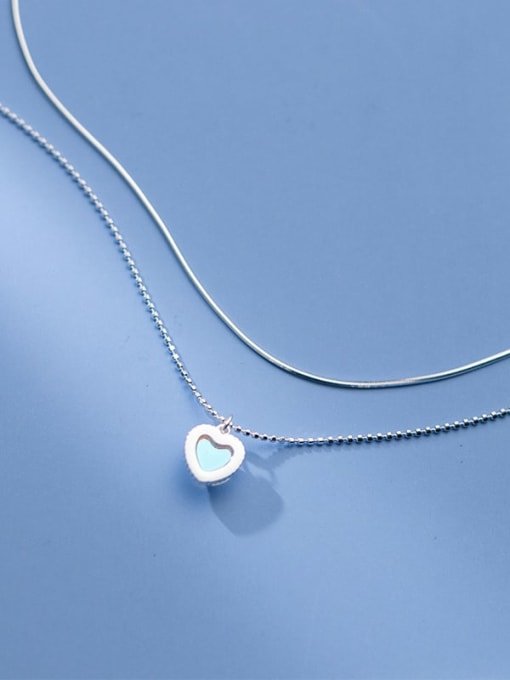 Rosh 925 Sterling Silver Cubic Zirconia Heart Minimalist Multi Strand Necklace 4