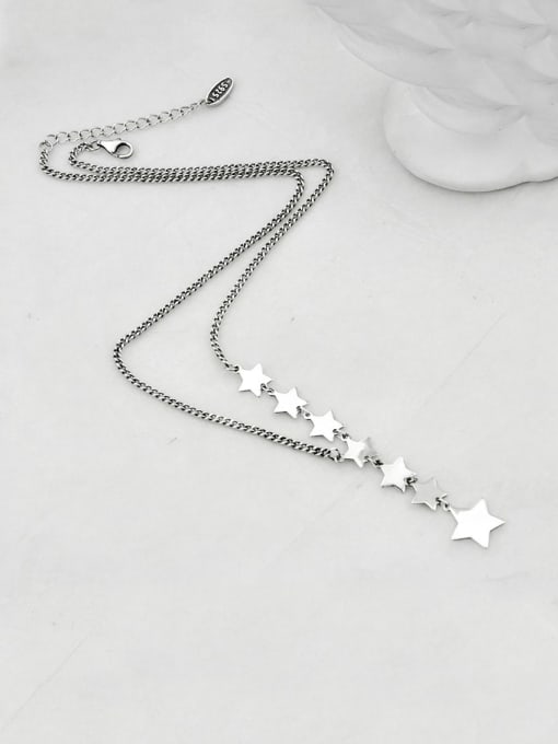 SHUI Vintage Sterling Silver With Platinum Plated Simplistic Star Necklaces 0