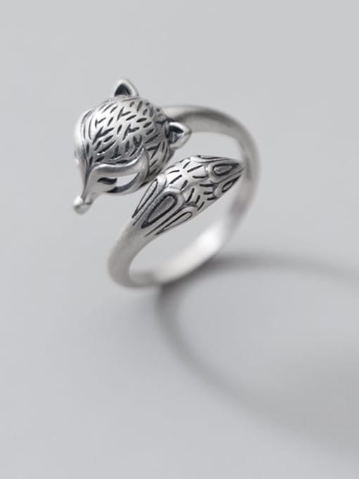 Rosh 925 Sterling Silver Hollow Fox Vintage Band Ring 0