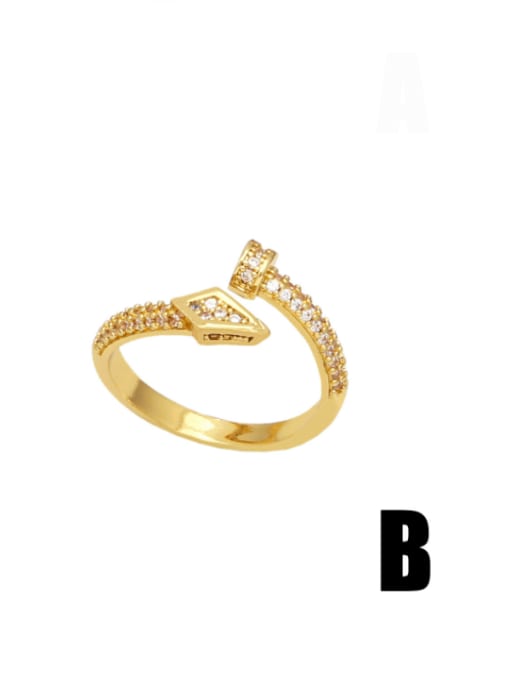 B Brass Cubic Zirconia Moon  Star Vintage Band Ring