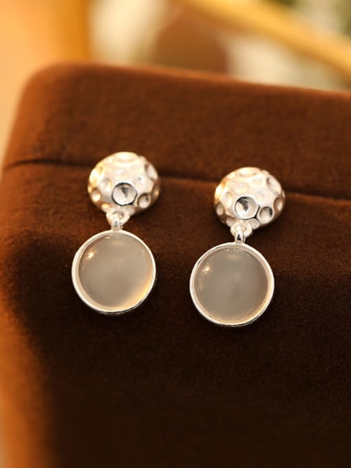 ES2590 【 Platinum 】 White resin 925 Sterling Silver Resin  Geometric Vintage Drop Earring