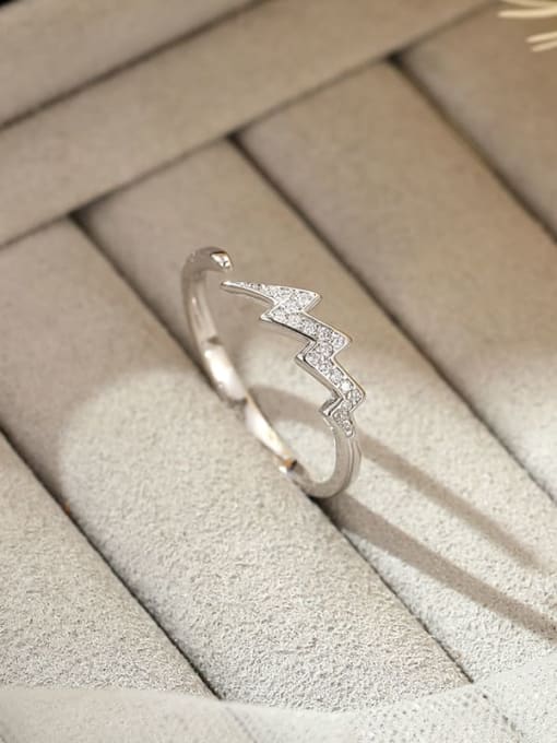 RS1040 【 Platinum 】 925 Sterling Silver Cubic Zirconia Irregular Dainty Band Ring