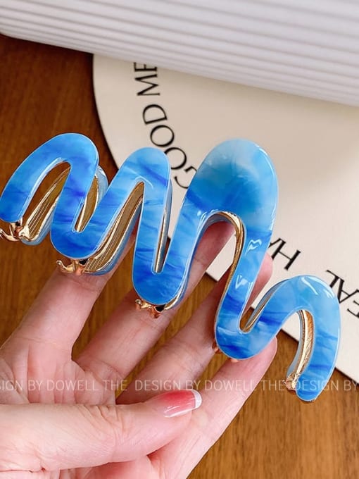 Blue 10.5cm Cellulose Acetate Trend Geometric Jaw Hair Claw