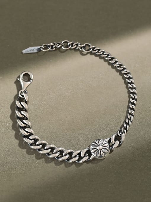 DAKA 925 Sterling Silver Flower Vintage Link Bracelet 3