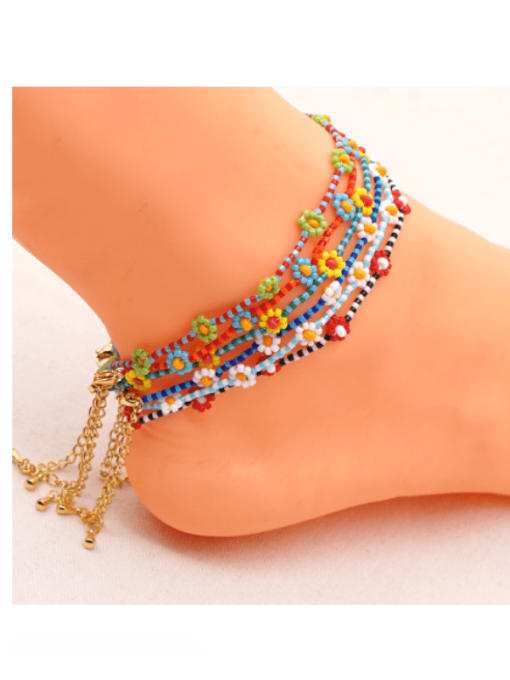 Roxi Bohemia Miyuki Millet Bead Multi Color Flower  Anklet 1