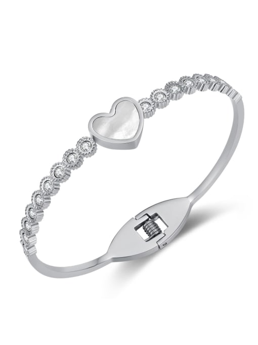 1045 Steel Bracelet Steel Color Stainless steel Shell Heart Minimalist Band Bangle