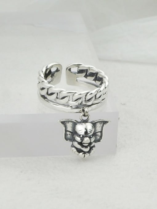 SHUI Vintage Sterling Silver With Antique Silver Plated Vintage Elephant Free Size Rings 0