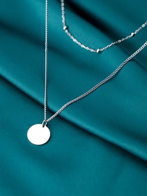 Rosh 925 sterling silver round minimalist Fashion Round Double Chain  necklace 1
