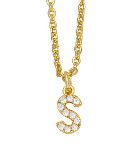 S Brass Cubic Zirconia Letter Vintage Necklace