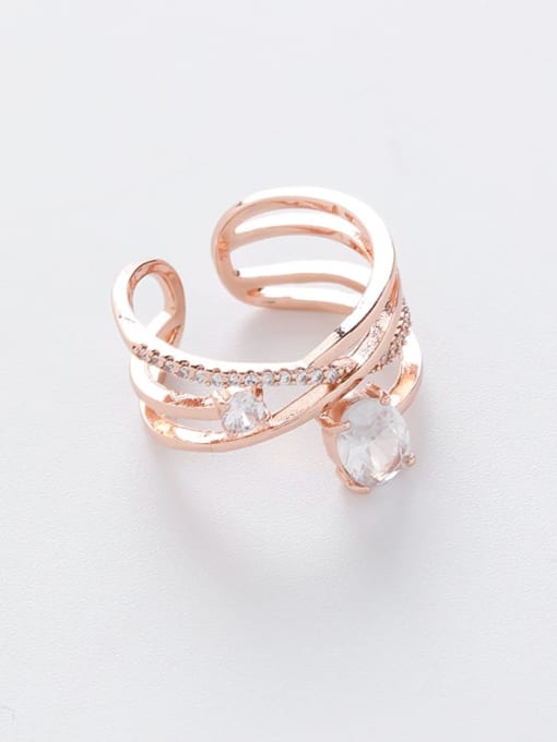 A gold Copper Cubic Zirconia White Irregular Dainty Band Ring