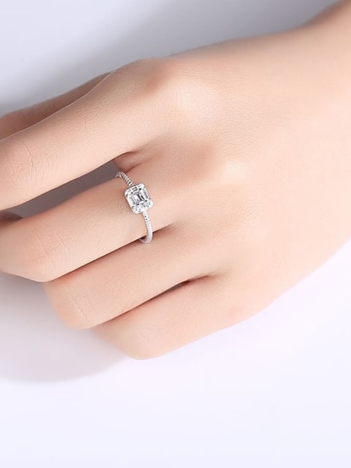 CCUI 925 Sterling Silver Cubic Zirconia Geometric Minimalist Band Ring 1