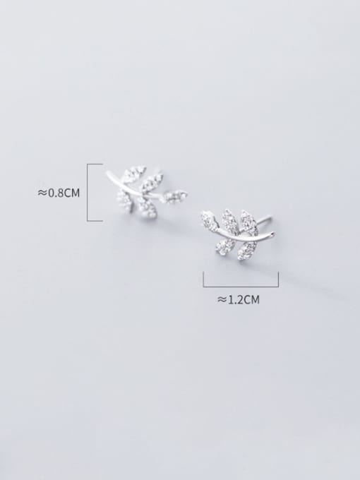 Rosh 925 Sterling Silver Cubic Zirconia White Leaf Dainty Stud Earring 3
