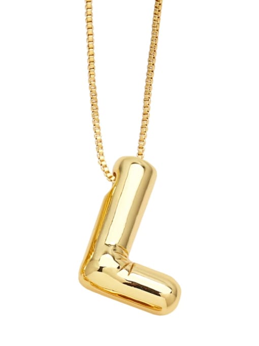 L Brass Letter Minimalist Necklace