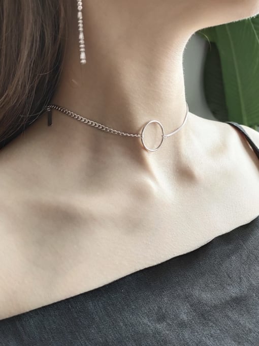 Boomer Cat 925 Sterling Silver Round Trend Choker Necklace