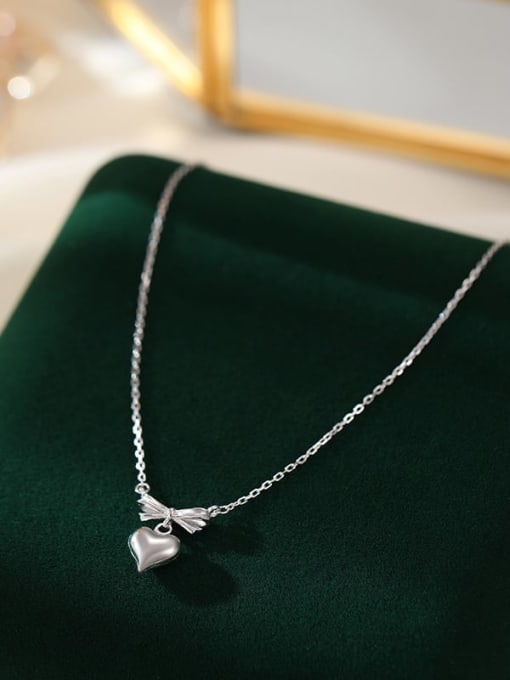 NS1098 【 Platinum 】 925 Sterling Silver Heart Minimalist Necklace