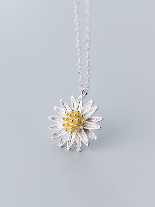 Rosh 925 Sterling Silver Simple flower pendant Necklace 1
