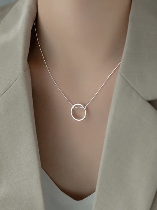 Rosh 925 Sterling Silver Geometric Minimalist Bead Chain Necklace 1